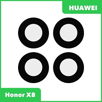Стекло задней камеры для Huawei Honor X8 (TFY-LX1) (без рамки) (черный)